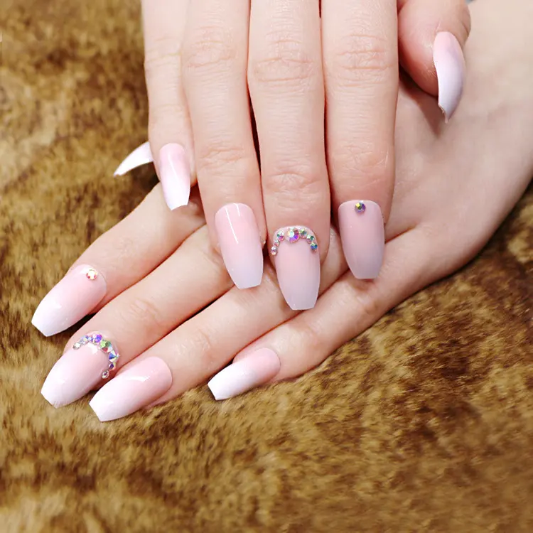Fashionable Women's Long Pointed Nail Art with Sequins