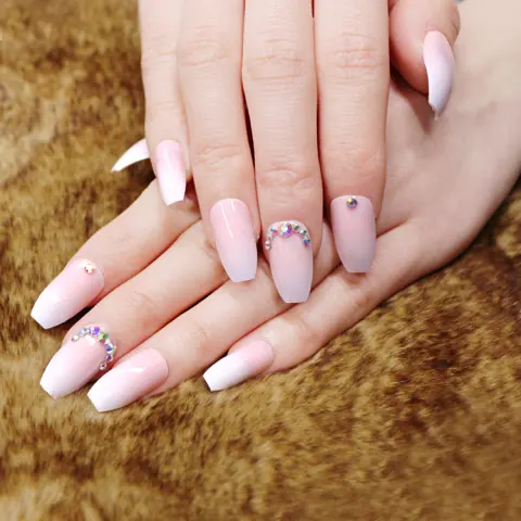 Fashionable Women's Long Pointed Nail Art with Sequins