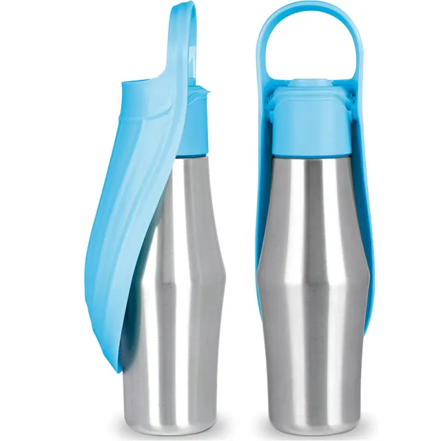 New Portable Pet Dog Water Bottle Soft Silicone Leaf Design For Dog Pets Outdoor Travel Drinking Bowls Water Dispenser Light Blue - Shop at LoveMi