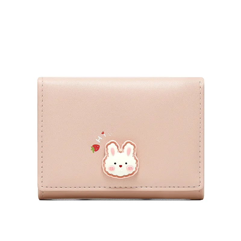 Women's Niche Design Tri-fold Thin Cute Coin Purse - Pink