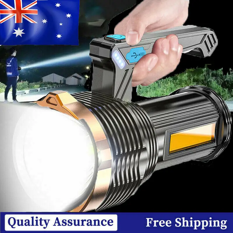 LED Torch USB Rechargeable COB Flashlight Spotlight