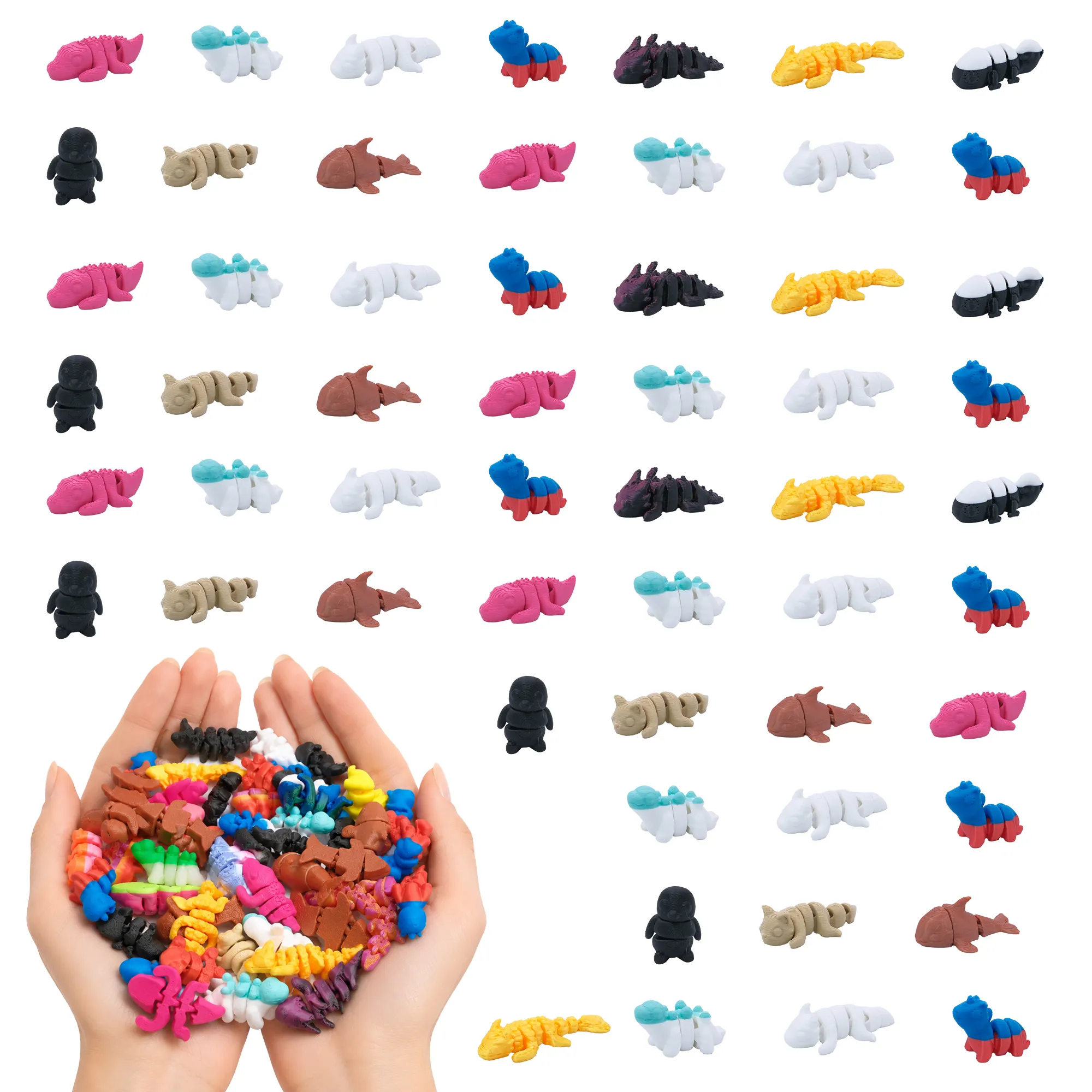 50 Pack 3D Printed Mixed Mini Animals