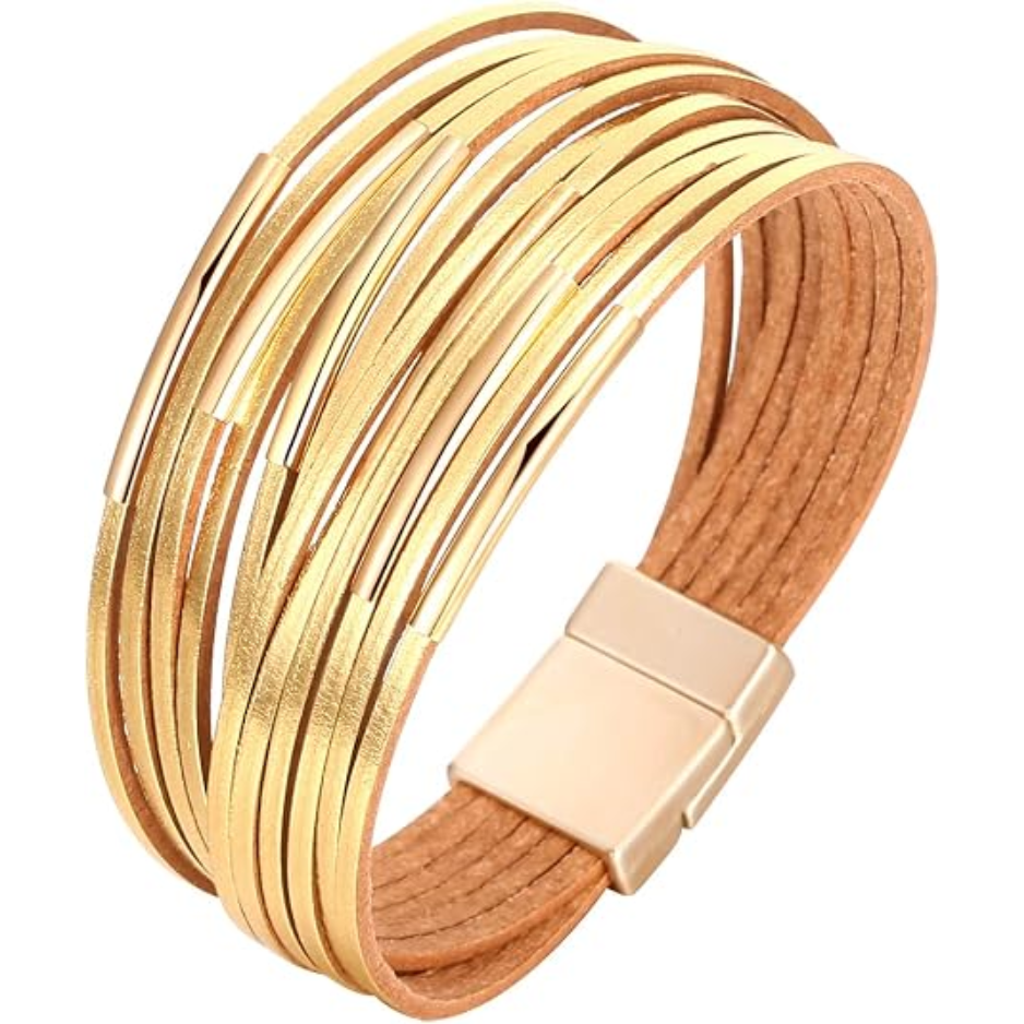 Bracelets enveloppants en cuir pour femmes, bracelets empilés Boho Western, bracelets enveloppants multicouches