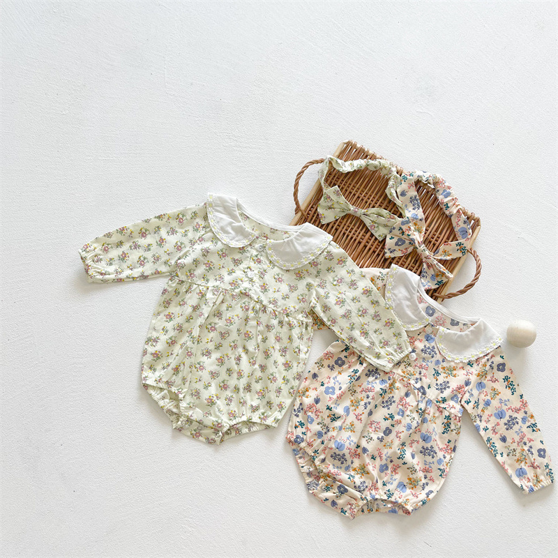 Floral Bag Fart Baby Long-sleeved One-piece Romper Romper