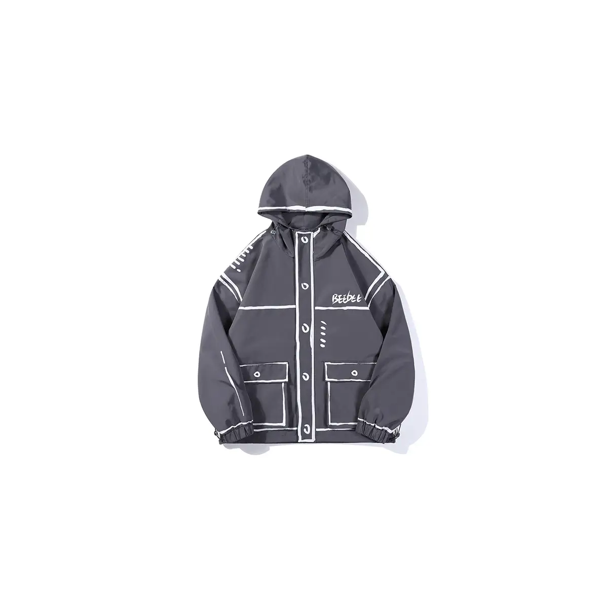 Men's Japanese Spring Trend Hooded Graffiti Hook Line Jacket