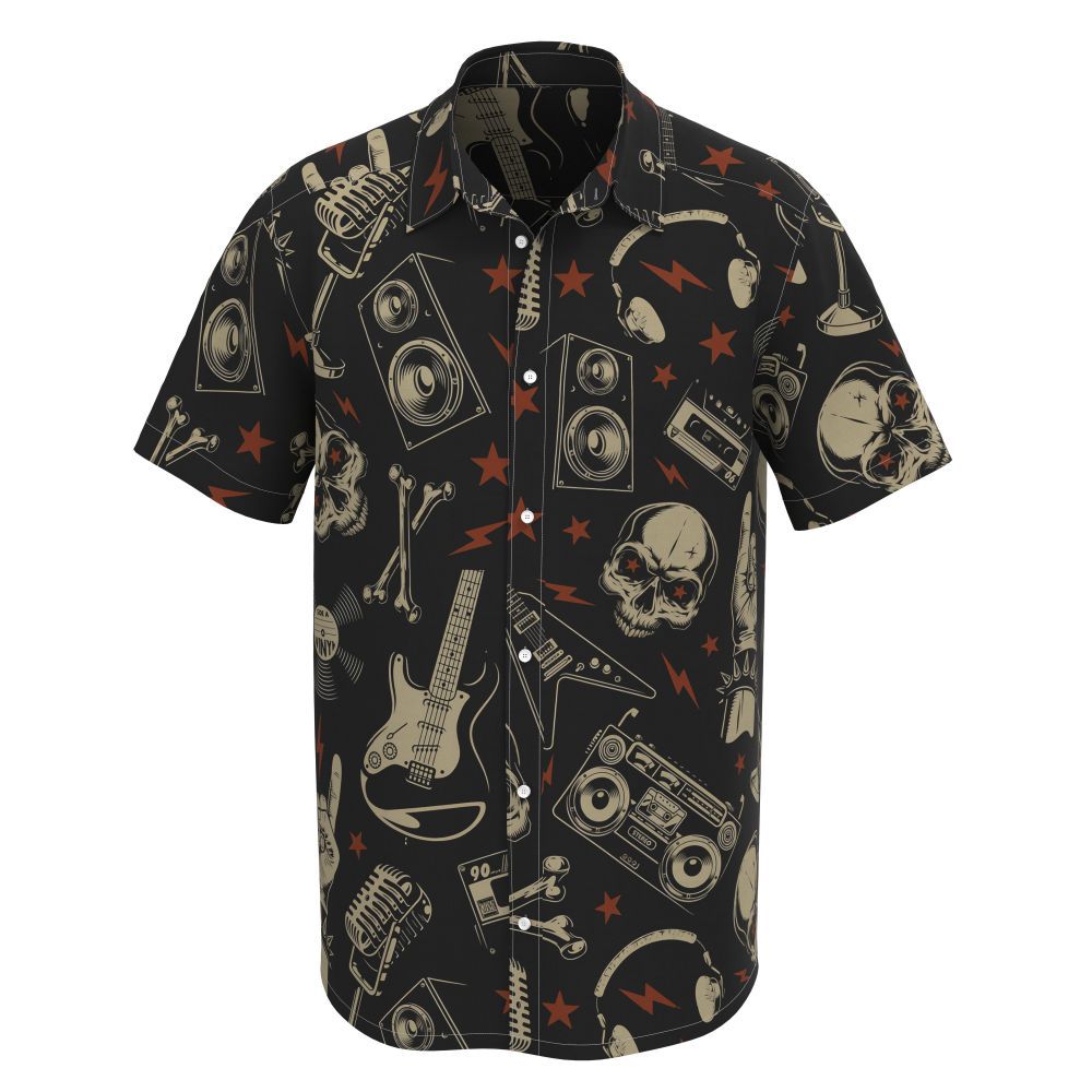 Men's Fashion Retro Printing Lapel Short Sleeve Shirt