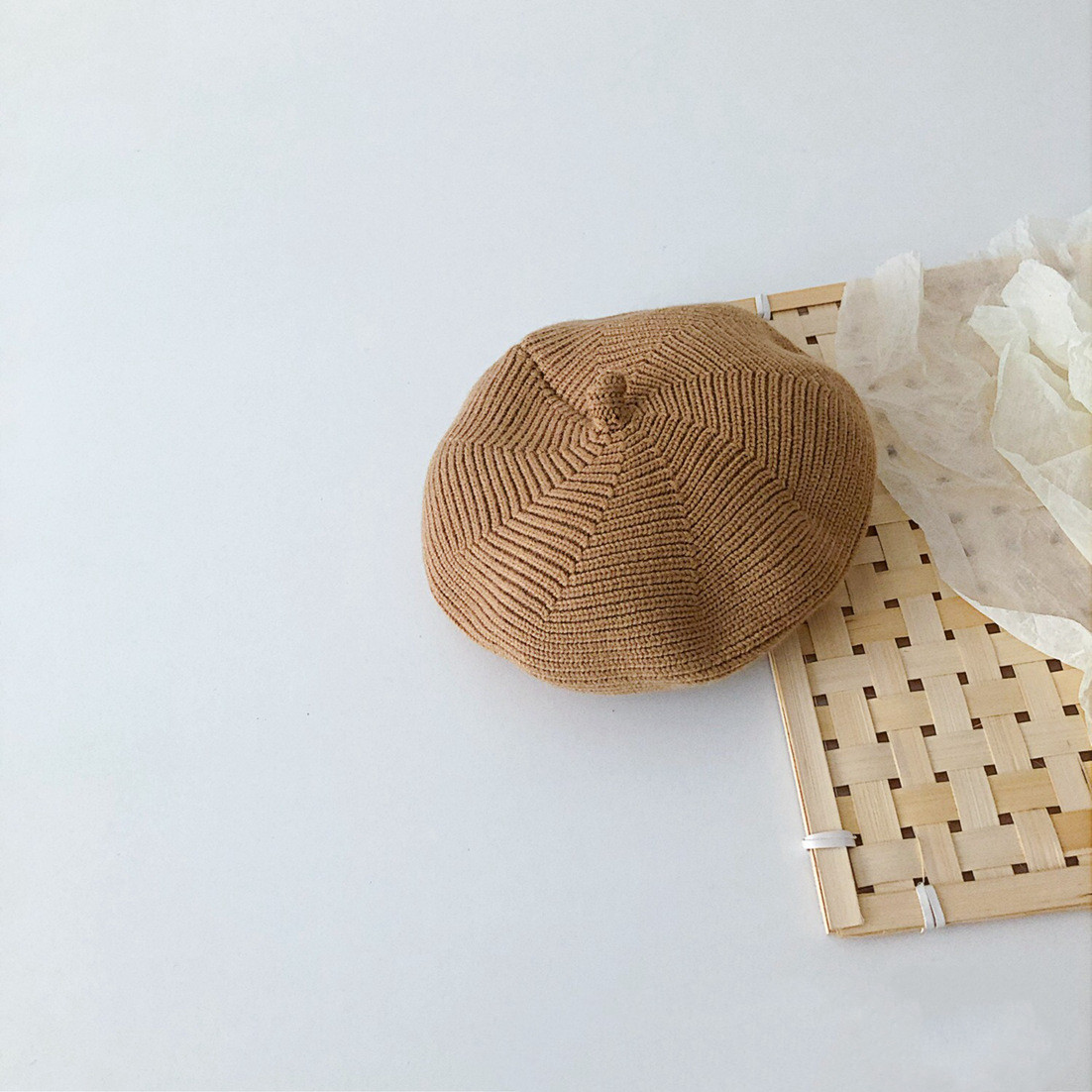 Solid Color Pacifier Kids Knit Beret Hat