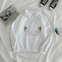 High School Students Fashion Casual Sweater Fleece Two-piece Set - White Top - View 1