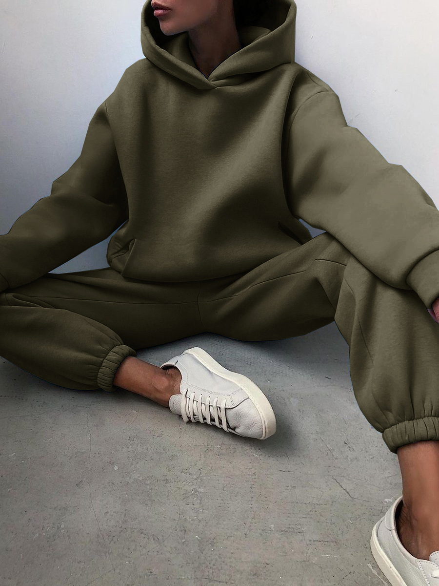 Women's Casual Hooded Sweater Two-piece Suit Clothes Hoodie Tracksuit - Picture 1 of 15