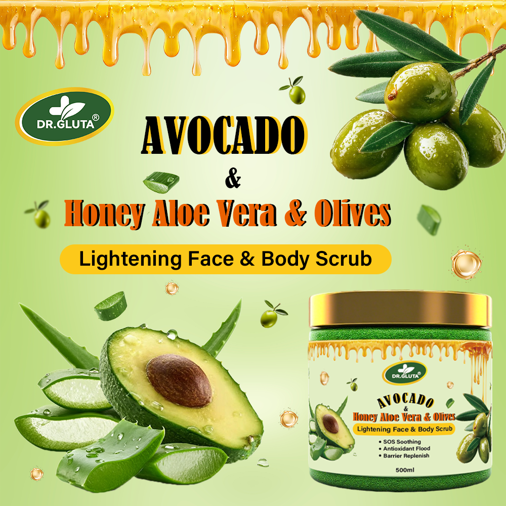 Avocado & Olives Body Scrub Lightening Face Skin Care Whitening Body Surub 500ml
