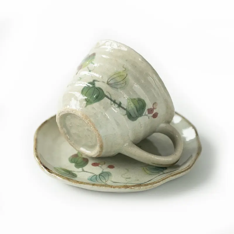 Meinong Roast Pottery Grape Flower Coffee Cup And Dish Set