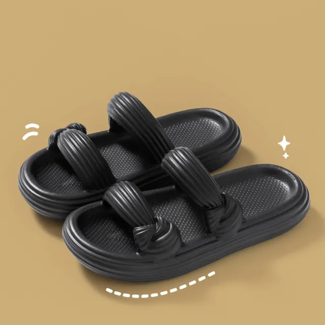 Bow Design Slippers Fashion Summer New House Shoes For Women Thick soled Non slip Floor Bathroom Home Slippers Black - Shop at LoveMi