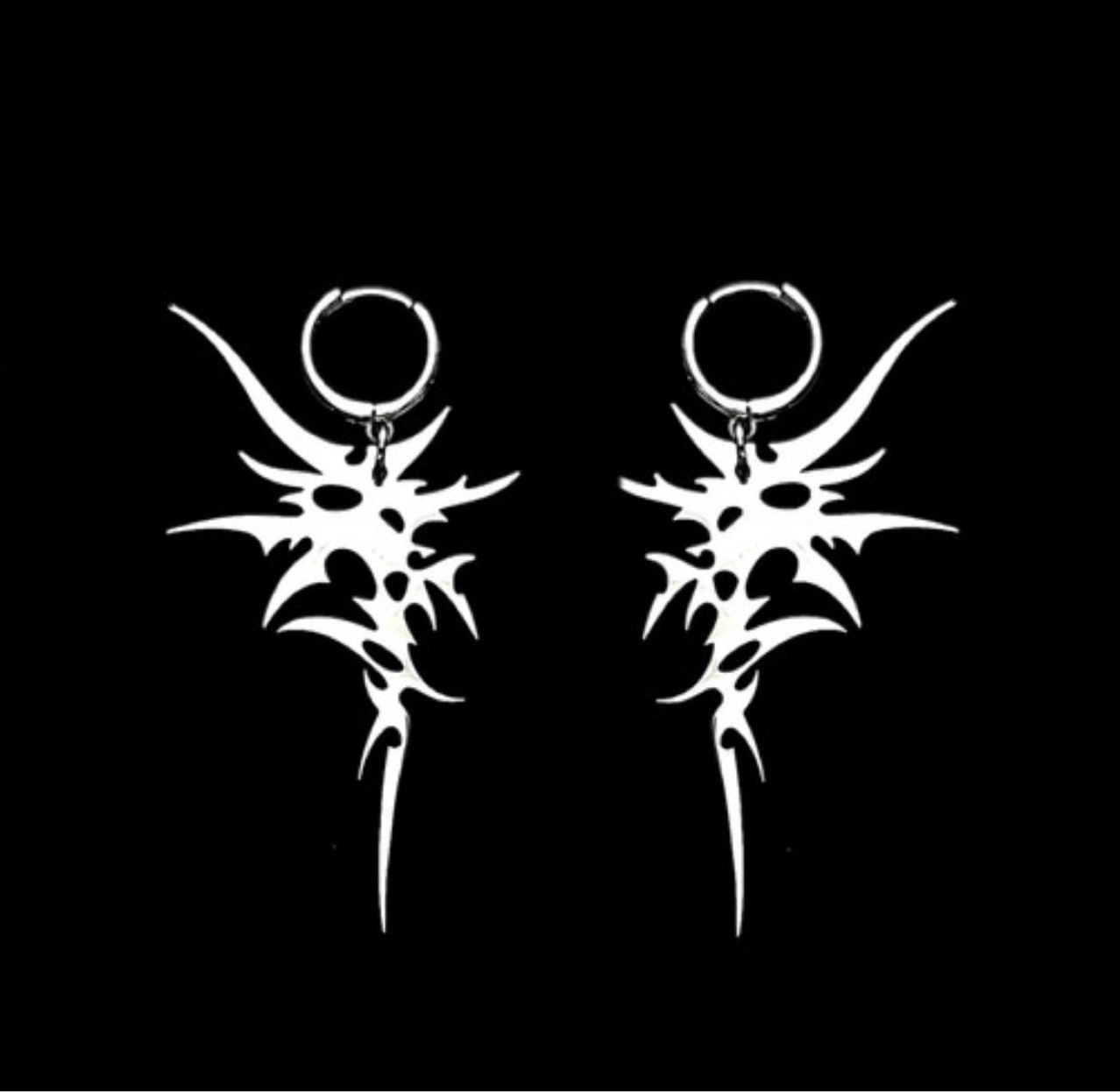 Vintage Titanium Steel Thorn Hoop Earrings