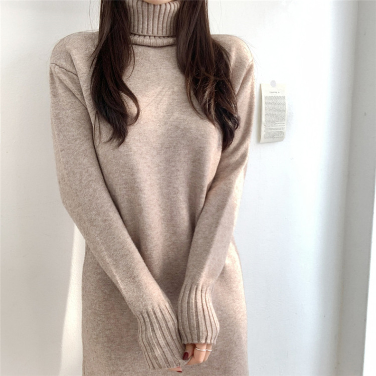 Title 6, Mid-length Over-the-knee Turtleneck Wool Base W...