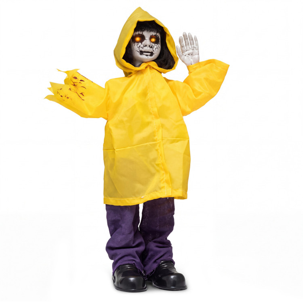 Animatronic Haunted Boy With Light Up Eyes And Creepy Sound 5