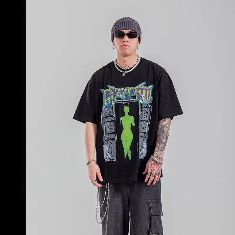 Men's Dark Style Printed Short Sleeved T-shirt