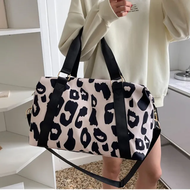 Women Travel Duffel Bag Cow Pattern Handbag Fitness Sports Shoulder Bags Black - Shop at LoveMi