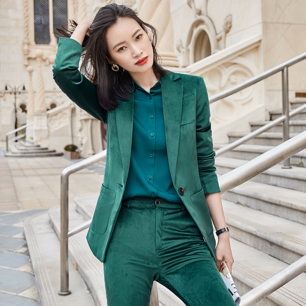 Fashion Gold Velvet Jacket Women's Annual Meeting Suit Suit