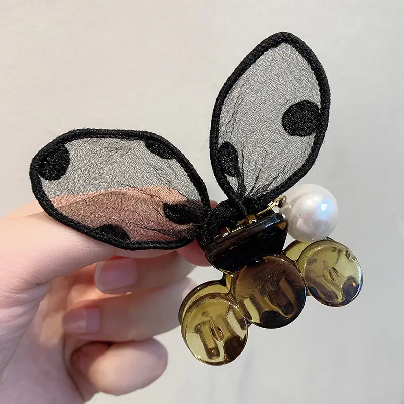 Polka Dot Lace Rabbit Ears Clip Bangs