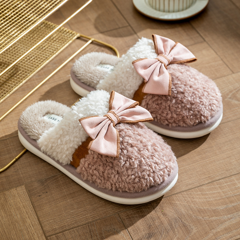 Title 4, Bow Cotton Slippers Non-slip Couple