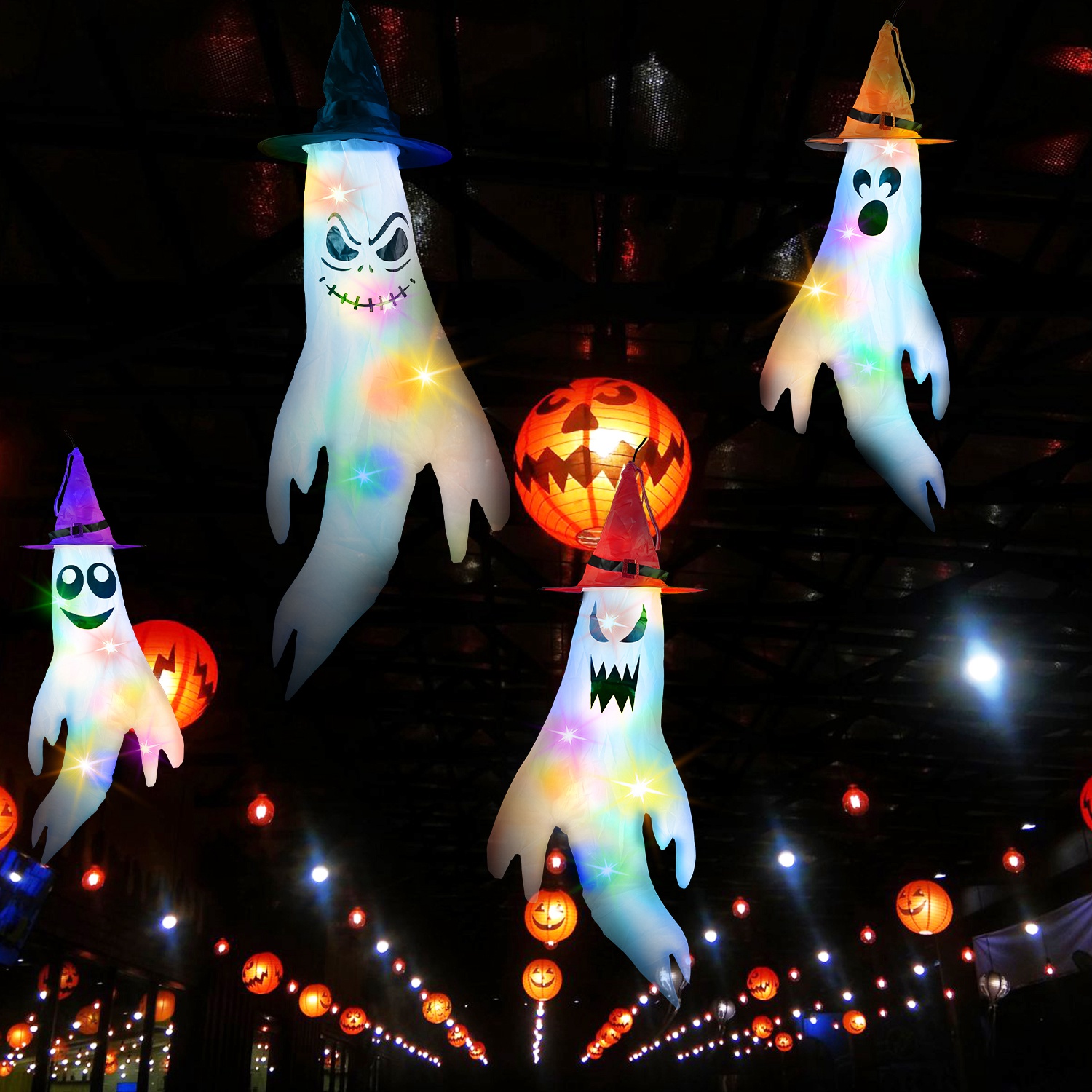 Halloween Ghosts Windsocks With Led Lights For Outdoor Garden_voghion.com