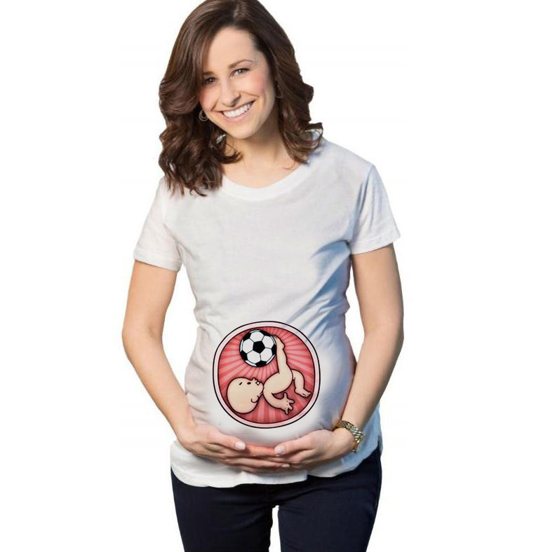 Title 2, Football Baby Kicking Pregnant Woman T-shirt Top