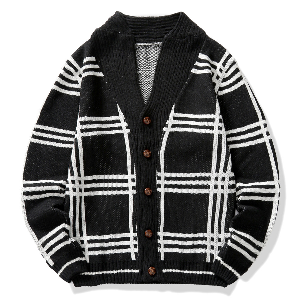 Men's Knitwear Sweater Fashion Color Blocking Cardigan Jacket