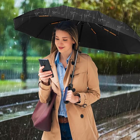 105cm 30 Ribs Windproof Umbrella Strong Reinforced Automatic Folding UK — image 7