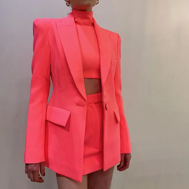 Fashionable Shoulder padded Suit Collar With Pocket Buttons Red - Shop at LoveMi