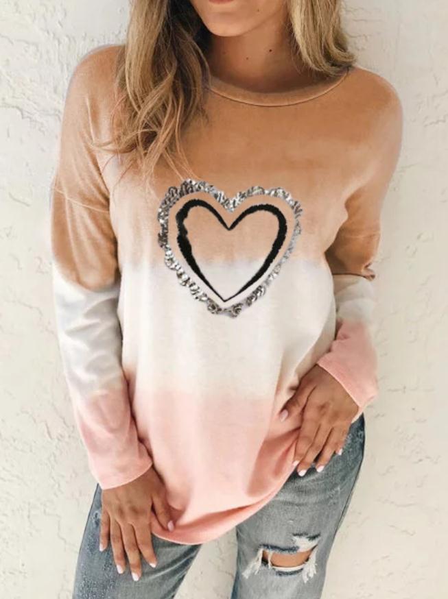 Gradient Printing Loose Pullover Long Sleeve