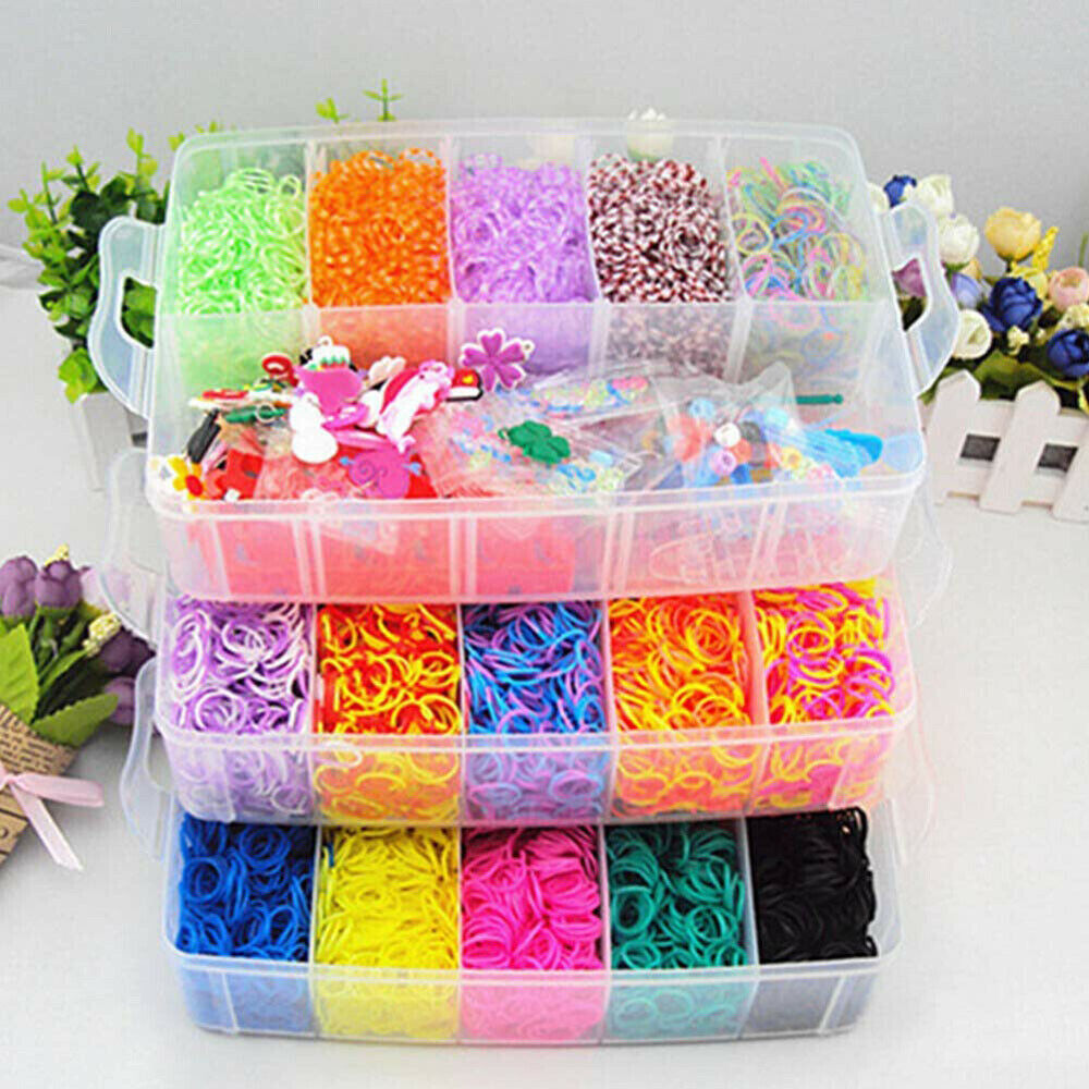 15000Pcs Kit Box Rubber Loom Bands Children Mult-color Make Woven Bracelet DIY 3