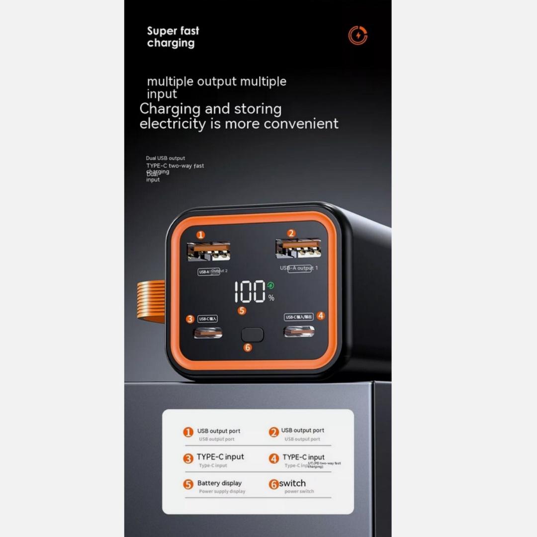 50000mAh Power Bank 66W PD Fast Charging For Phone Outdoor Camping Power Supply