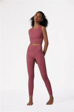 Leggings Pocket Leggings Smooth Leggings Yoga Leggings Fitness Leggings - Bean Paste Red - View 1