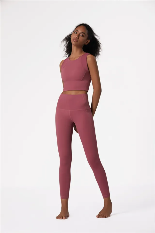 Leggings Pocket Leggings Smooth Leggings Yoga Leggings Fitness Leggings Bean Paste Red - Shop at LoveMi