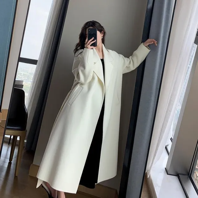 White Woolen Coat Women Autumn And Winter High end Fashion Temperament In The Long And Small White - Shop at LoveMi