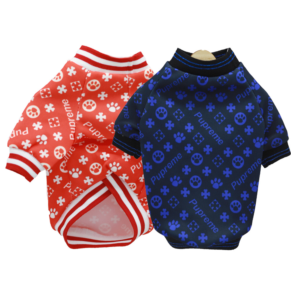 Trendy Brand Dog Clothes Net Celebrity Dog Clothes With Dog Paws Full Print