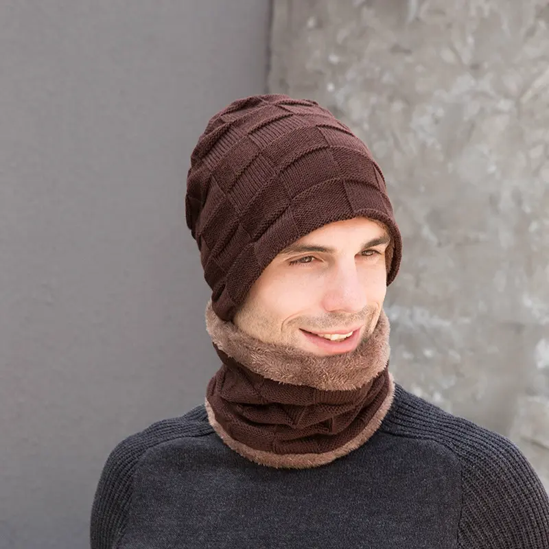 Hat Scarf Gloves Three-piece Suit Plus Velvet Knitted Outdoor