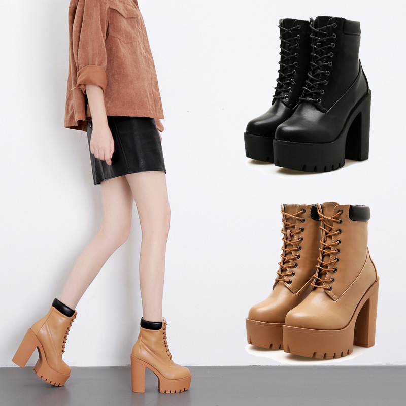 Title 6, Block Heeled High Heeled High Heeled Ankle Boots