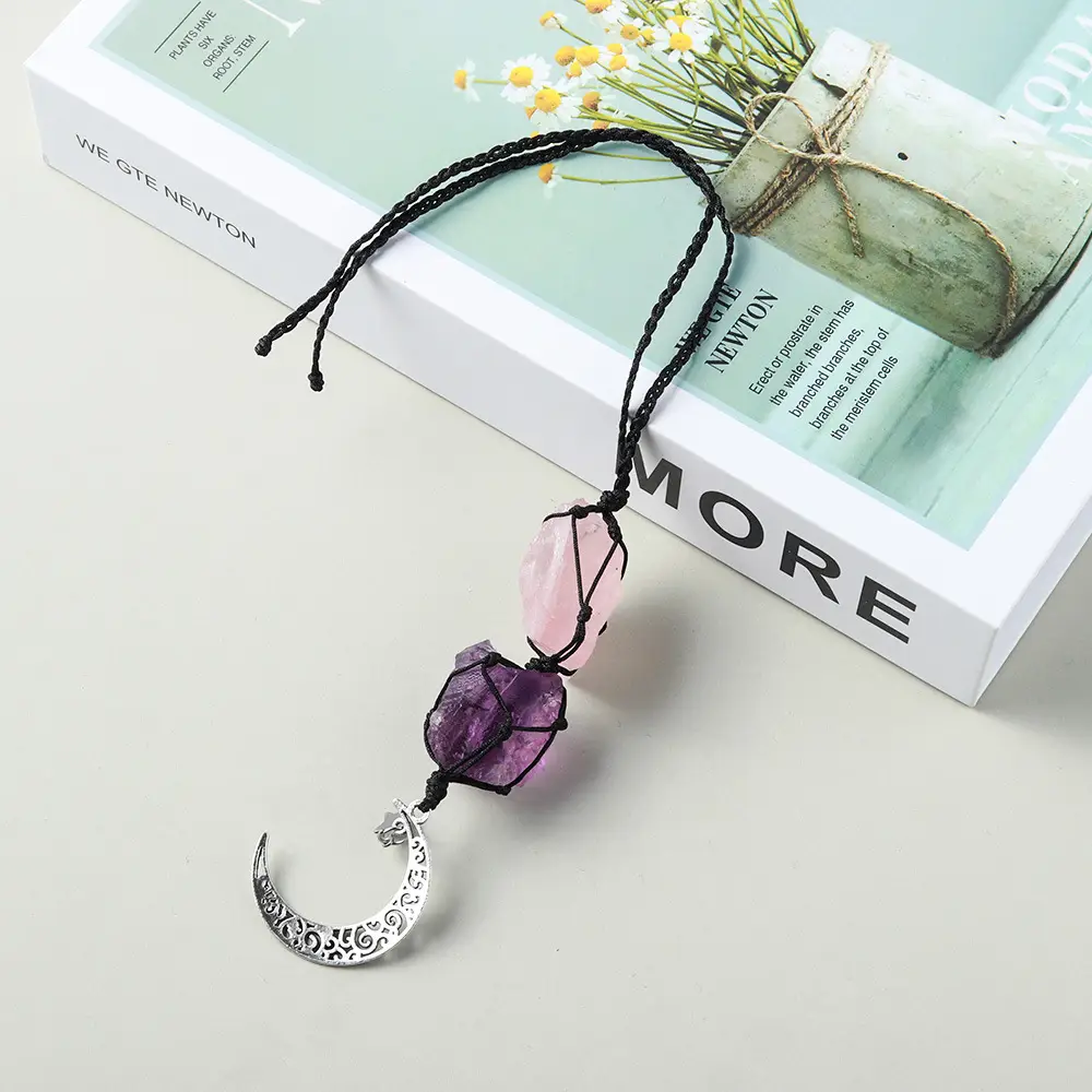 Natural Crystal Rough Diy Hand Woven Car Hanger
