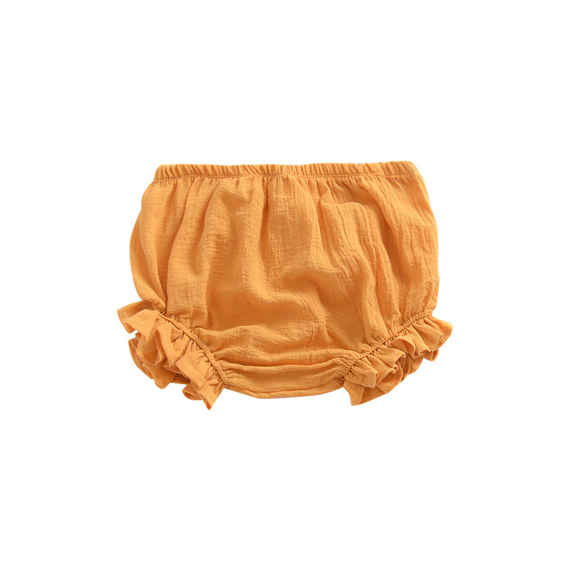 Infant Solid Color Cotton Linen Lace Triangle Casual Shorts