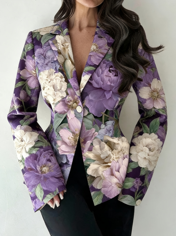 Waist-cinching Lapel Long-sleeved Suit Jacket