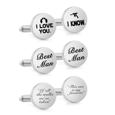 High Quality Custom Name Date Stainless Steel Cufflinks Personalized