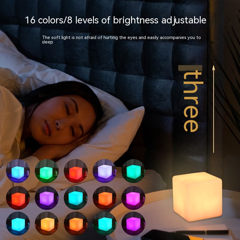 Title 4, Mini Square Seven-color Night Light Stage Props...