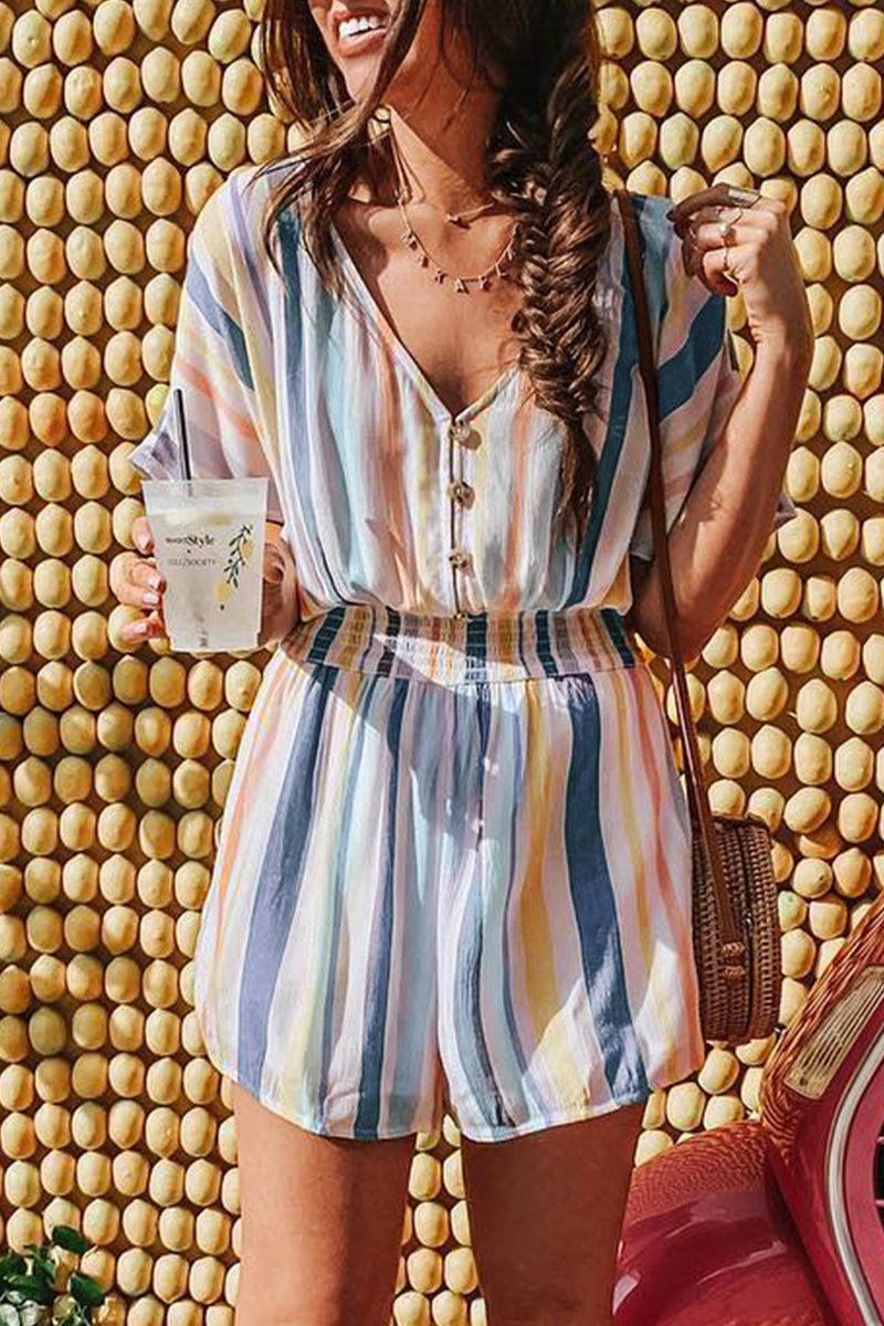 Title 4, Printed V-neck striped jumpsuit