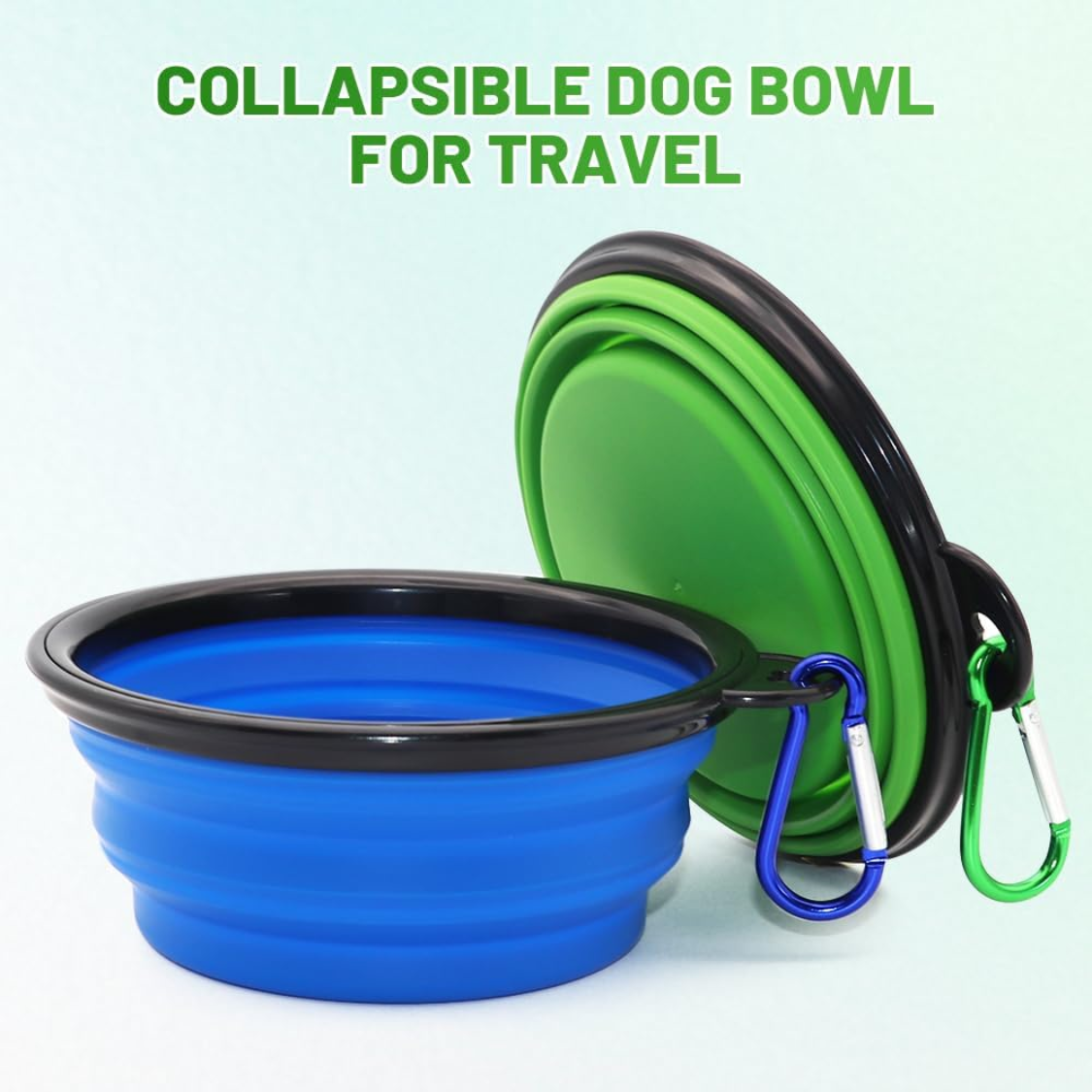 Dog Bowl Pet Collapsible Bowls, 2 Pack For Cats Dogs, Portable Pet Feeding Watering Dish For Walking Parking Traveling With 2 Carabiners — foto 2