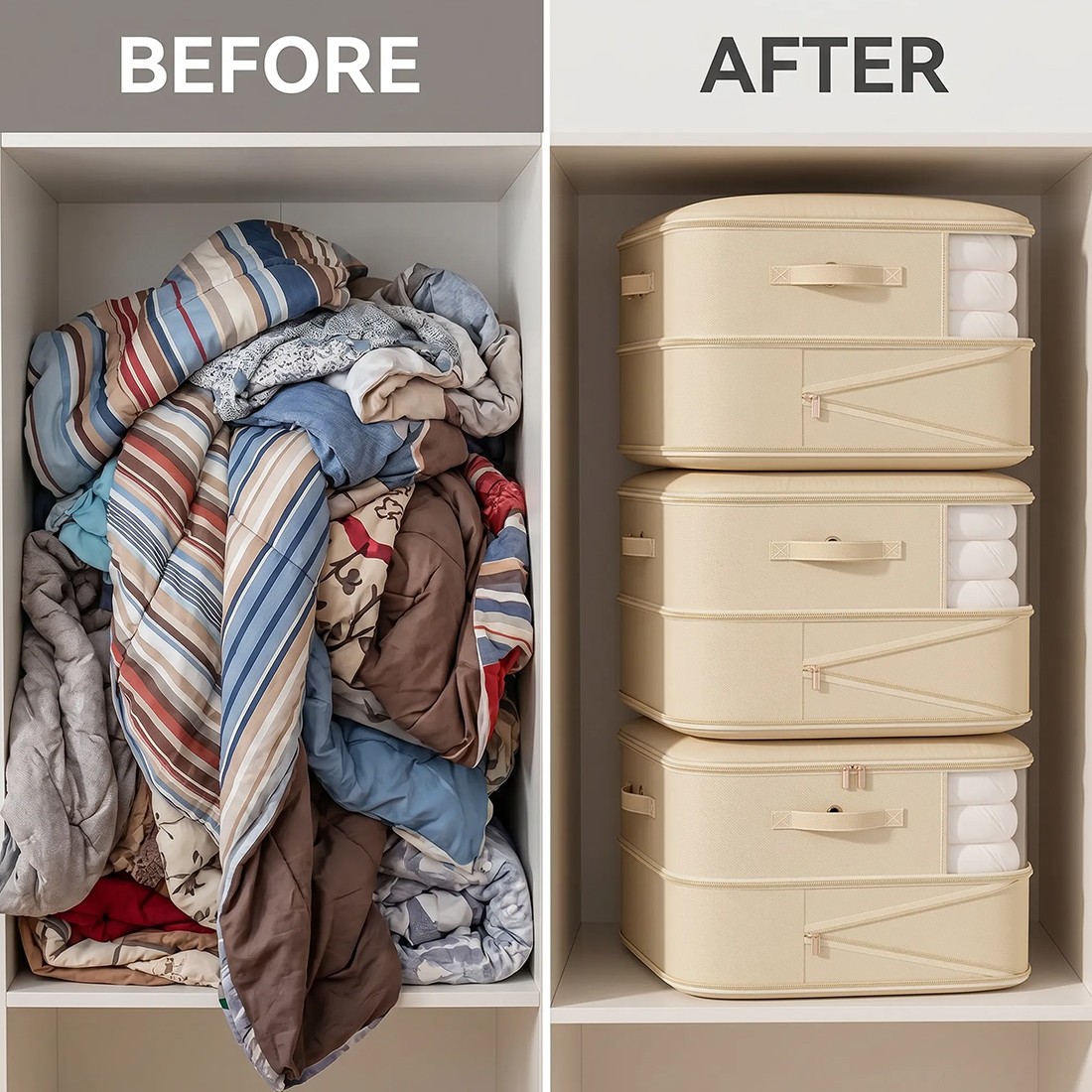 4x Clothes Storage Bags With Zips Bedroom Large Collapsible Box Bedding — image 4