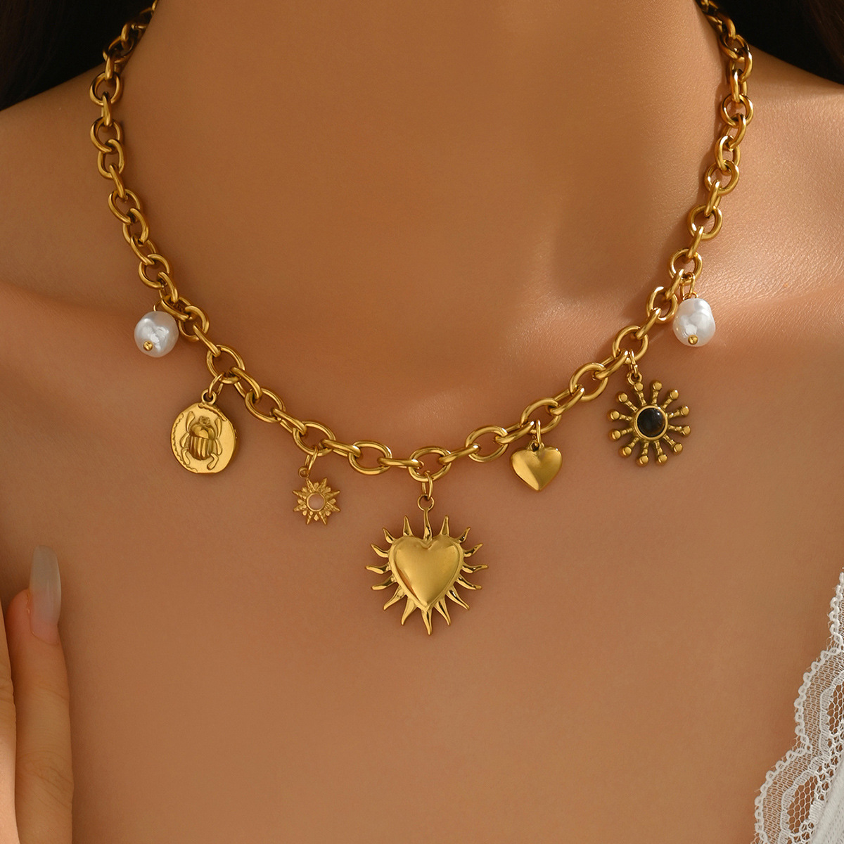 New European American Women Jewelry, Versatile Rhinestone Inlaid Woven Necklace, Niche Luxury Clavicle Chain For Ladies
