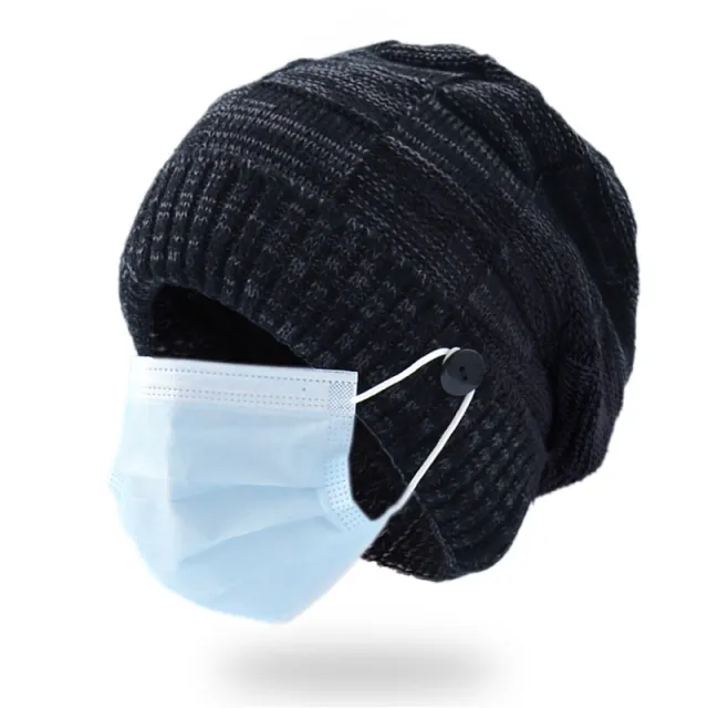 Women's Fashion Flanged Mixed Color Sweater Hat Black - Shop at LoveMi
