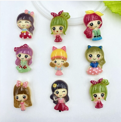 Cute Cartoon Resin Princess Girl Patch Diy Handmade Hair Ring And Hairpins Accessories Phone Case Decorative Material