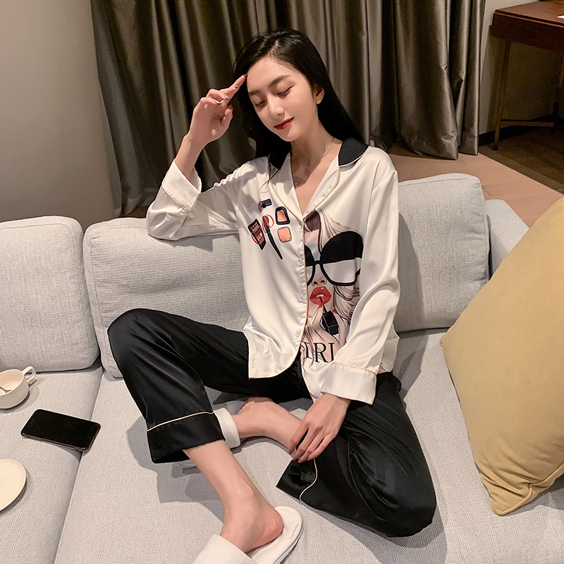 Title 3, Two-piece Ice Silk Pajamas Ins Style High-end H...